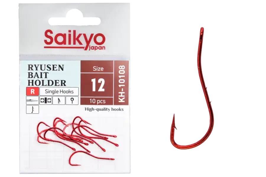Крючки для рыбалки Saikyo KH-10108 R BN RYUSEN BAIT HOLDER (Red / 20 / 2 / 12)