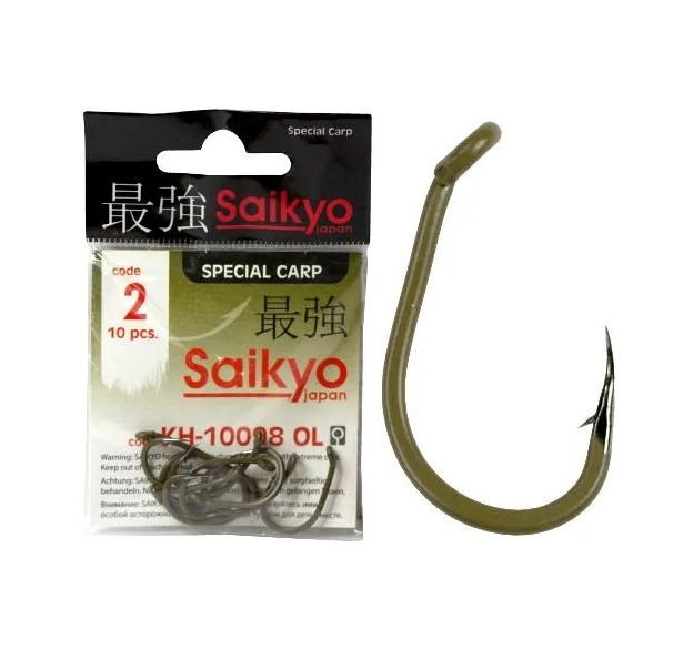 

Одинарные крючки Saikyo Curve Shank №6, с колечком, загнутое острие, с бородкой, Зеленый, KH-10098