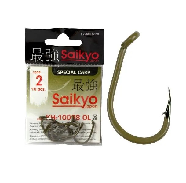 

Одинарные крючки Saikyo Curve Shank №1/0, с колечком, загнутое острие, с бородкой, Зеленый, KH-10098
