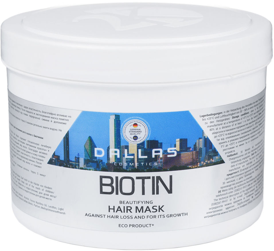 фото Маска для волос dallas biotin против выпадения для улучшения роста волос с биотином 500мл