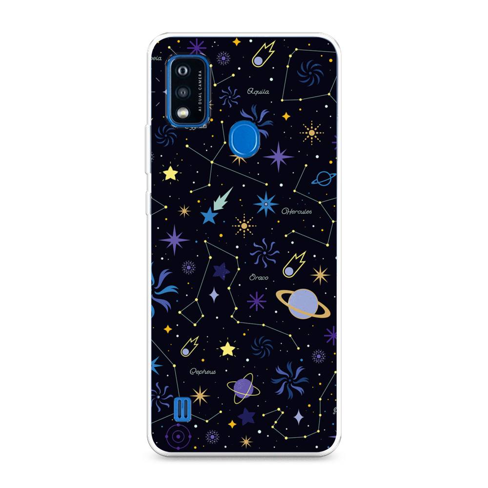 

Чехол на ZTE Blade A51 "Цветной космос", Желтый, 134550-2