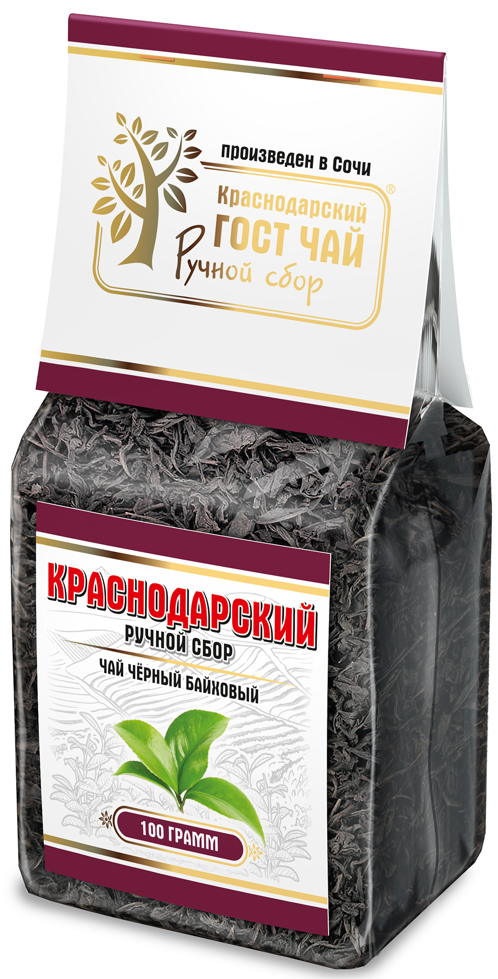 Чай черный Краснодарский ручной сбор байховый крупнолистовой 100 г