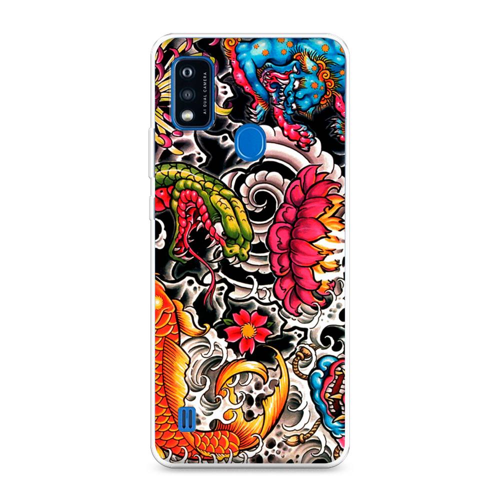 

Чехол на ZTE Blade A51 "Японское искусство", Красный;оранжевый;голубой, 134550-4