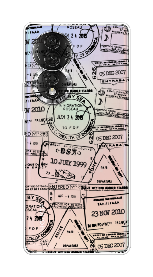 

Чехол на Honor 80 "Visa stamps 2", Белый;черный;серый, 6120350-2