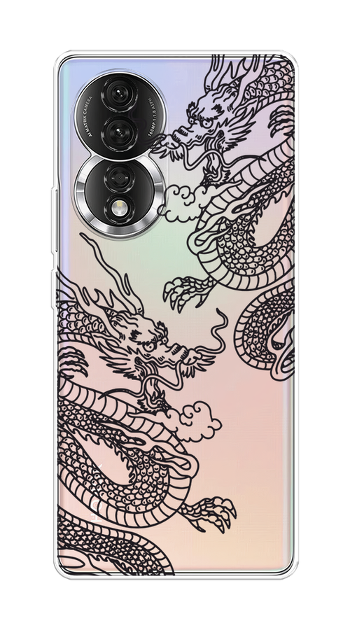

Чехол на Honor 80 "Два китайских дракона", Серый;черный, 6120350-1