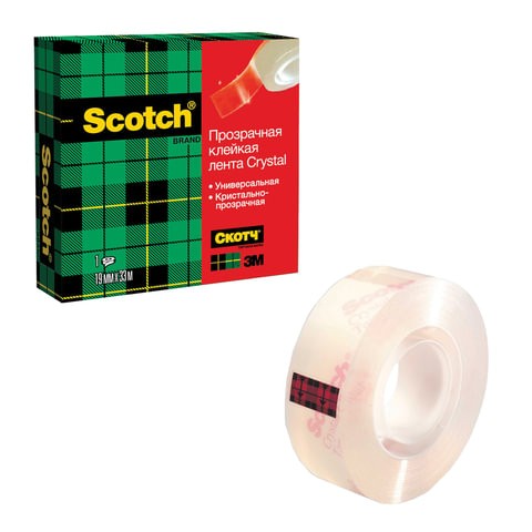 

Клейкая лента канцелярская SCOTCH "Crystal", 600RUS