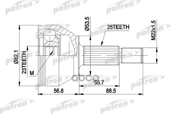 

ШРУС наружн к-кт 25x53.38x23 FORD: FOCUS 1.6/1.8TD, 2.0 98- PATRON PCV1354