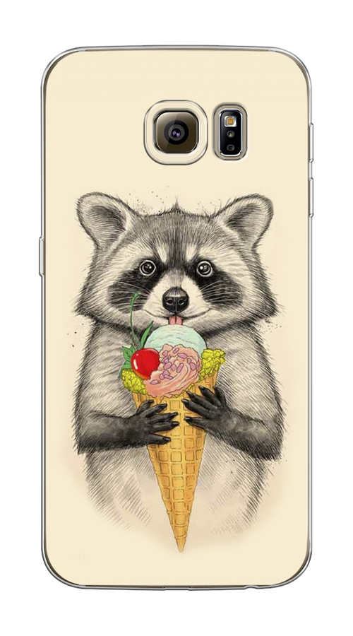 

Чехол Awog на Samsung Galaxy S6 edge "Енот с мороженым", Бежевый;серый, 24450-10