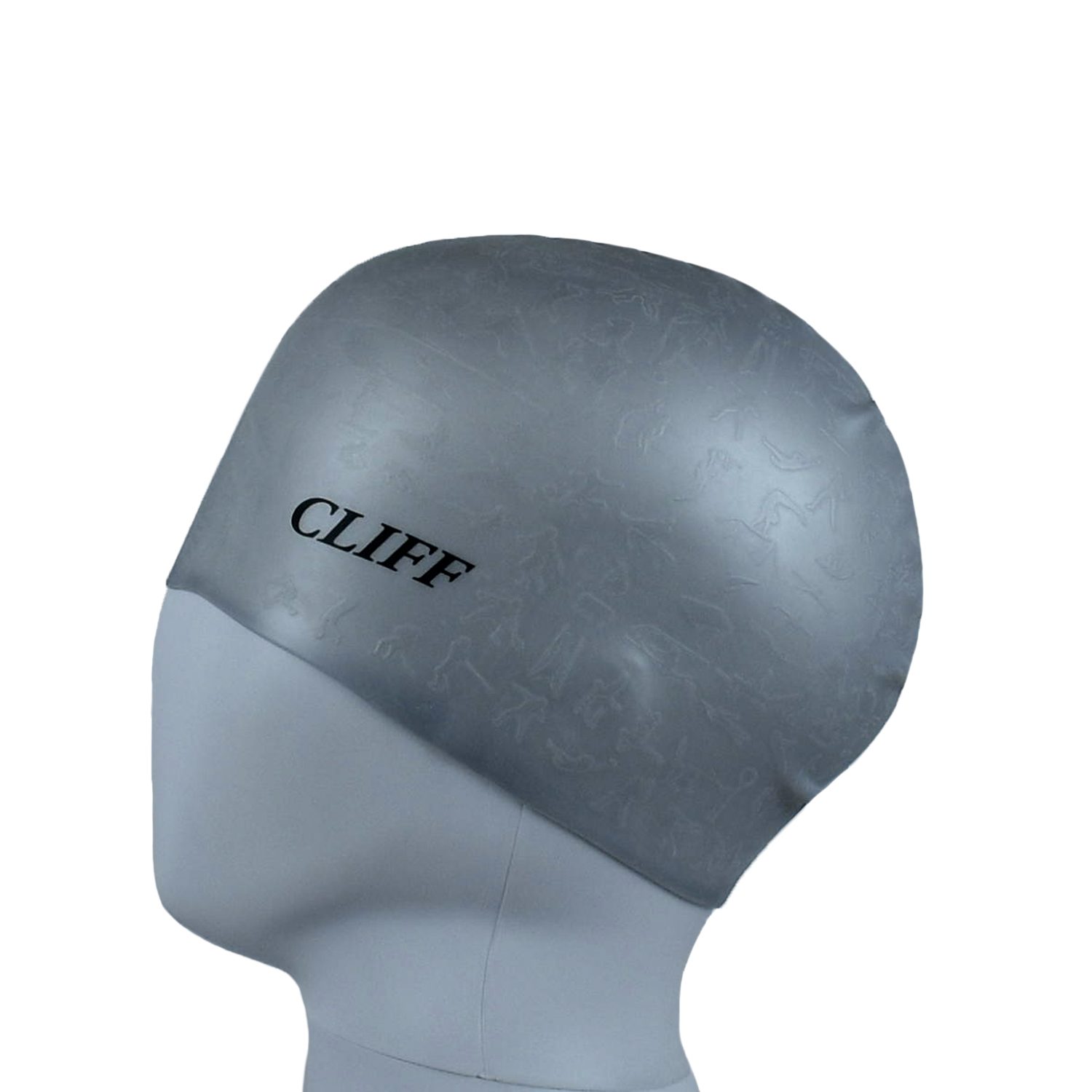 Шапочка для плавания CLIFF силиконовая, с рельефом, серая