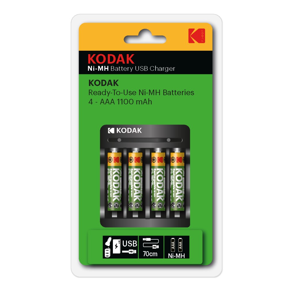 

Устройство зарядное KODAK Ni-MH AA/AAA + 4 аккумулятора AAA(R3) 1100 mAh