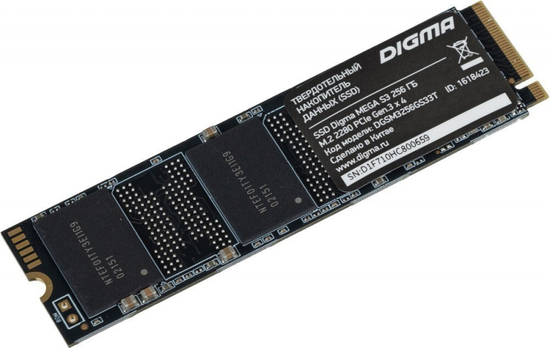 

SSD накопитель Digma Mega S3 DGSM3256GS33T 256ГБ, M.2 2280, PCI-E 3.0 x4, NVMe, rtl