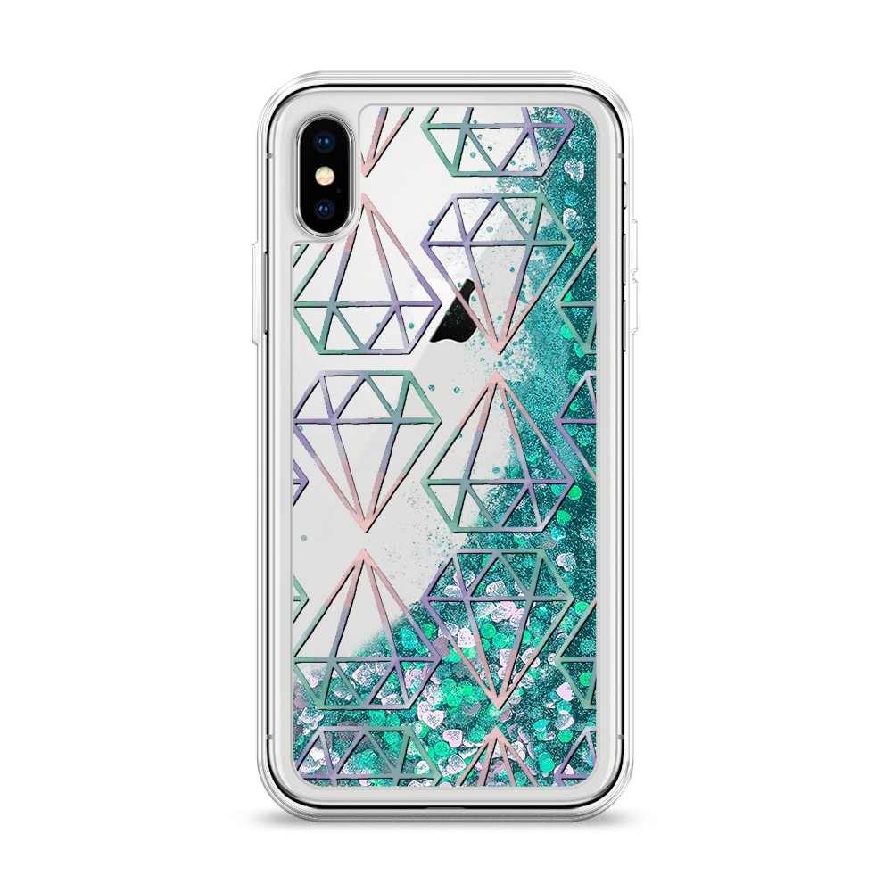 

Жидкий чехол с блестками "Бриллианты голографика" на Apple iPhone XS (10S), 11895-1