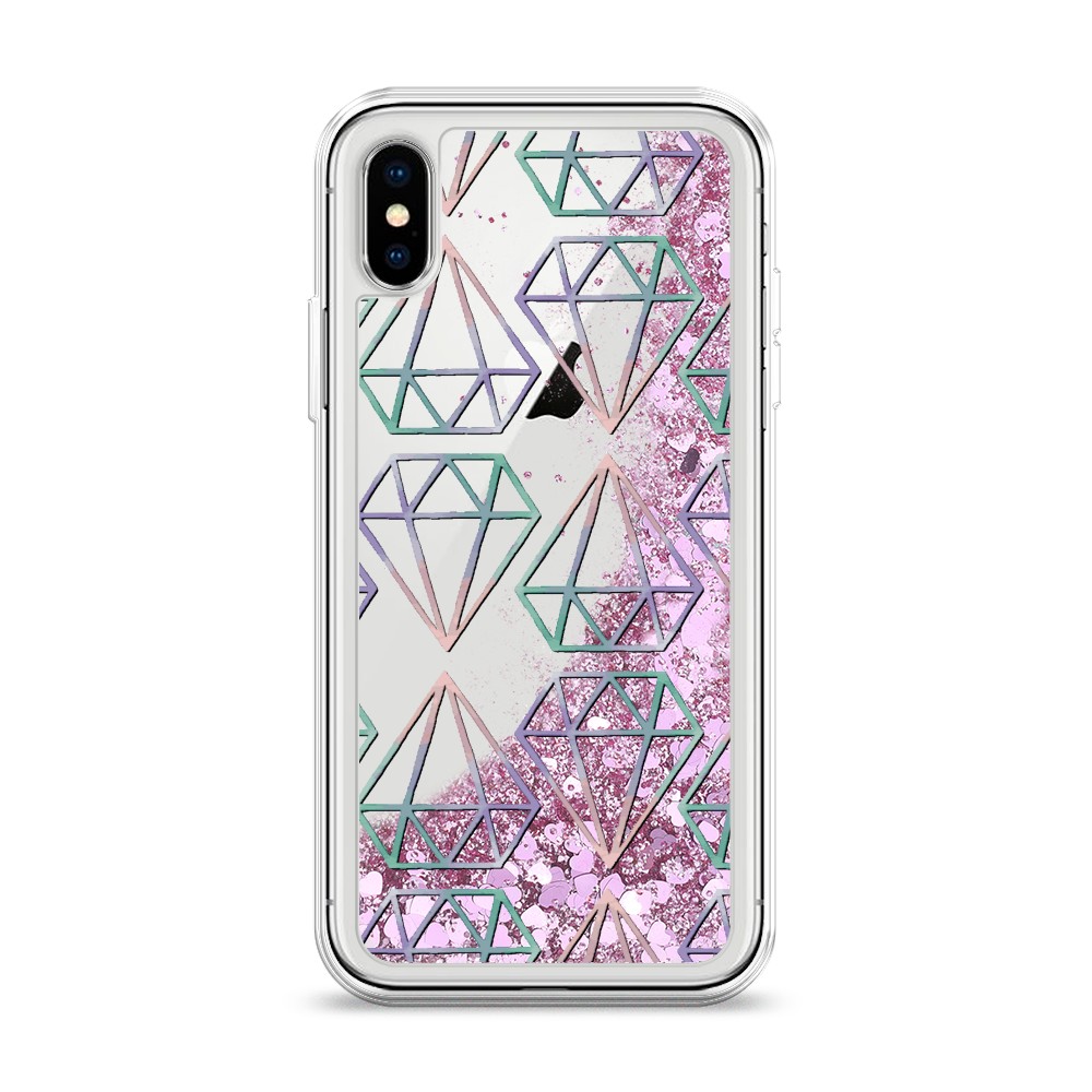 

Жидкий чехол с блестками "Бриллианты голографика" на Apple iPhone XS (10S), 11894-1