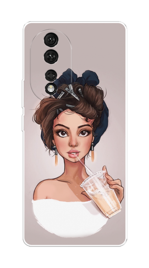 

Чехол на Honor 80 "Девушка с фраппе", Серый, 6120350-6