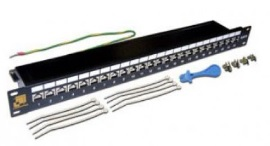 

Lanmaster Патч-панель LANMASTER 24 порта, STP, кат.6A, 1U