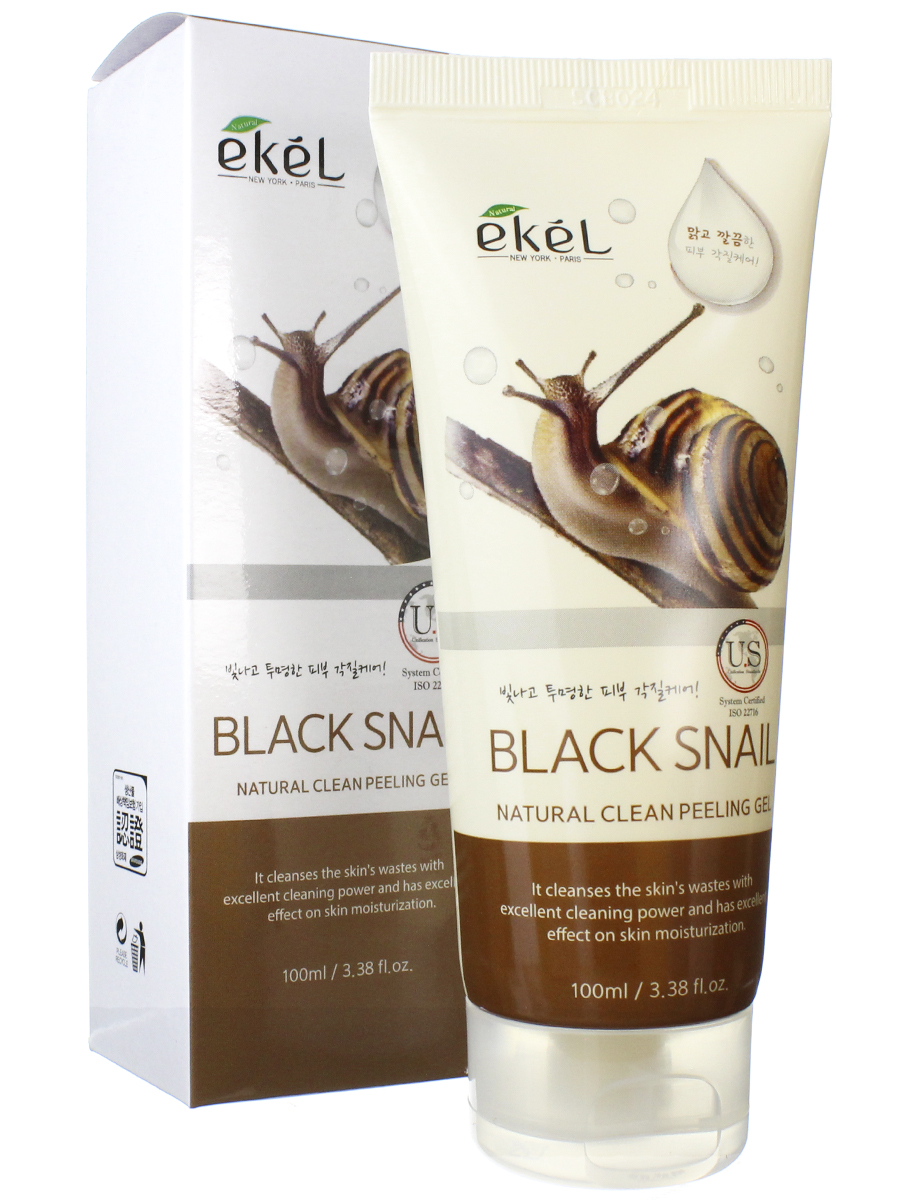 Пилинг для лица Ekel Peeling Gel Black Snail с экстрактом улиточного муцина 100мл пилинг гель для лица ekel acai berry 100 мл