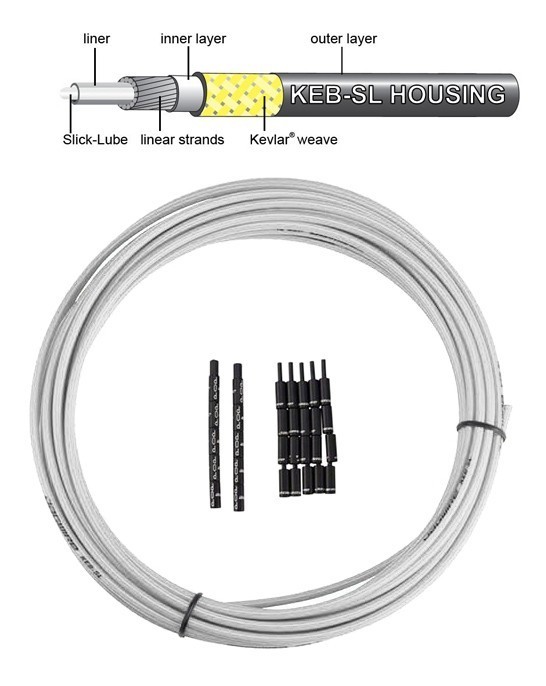 JAGWIRE Троса рубашка 5мм PRO KEB-SL 10м WHITE. Несжимаемая, усиленная кевларом, со смазко