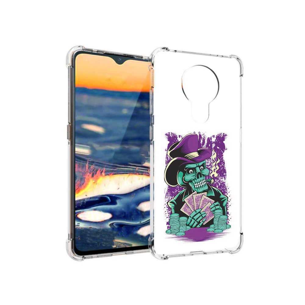 

Чехол MyPads Tocco для Nokia 5.3 зеленый череп с картами (PT227052.106.361), Прозрачный, Tocco