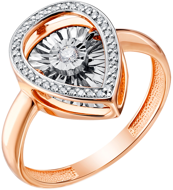 Золотое кольцо Excellent 01-14-5497 с ''танцующими'' бриллиантами, размер 17 мм