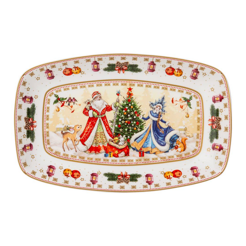 

Блюдо сервировочное Дед Мороз и Снегурочка Lefard 25*16*3 см 85-1729, Белый
