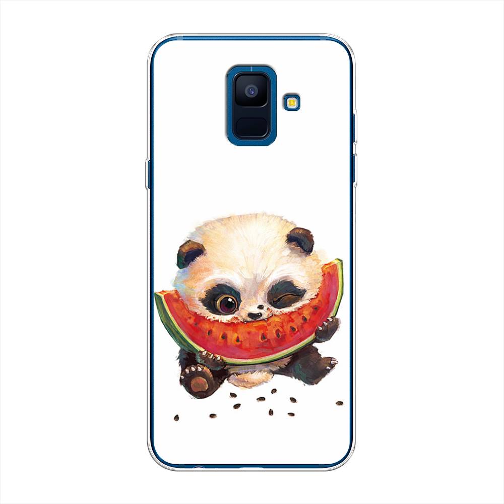 

Чехол Awog на Samsung Galaxy A6 "Малыш панды с арбузом", Белый;красный, 25950-1