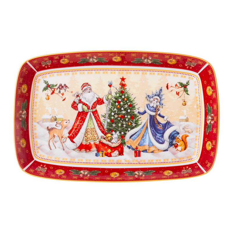 

Блюдо сервировочное Дед Мороз и Снегурочка Lefard 30*19*4 см 85-1725, Красный