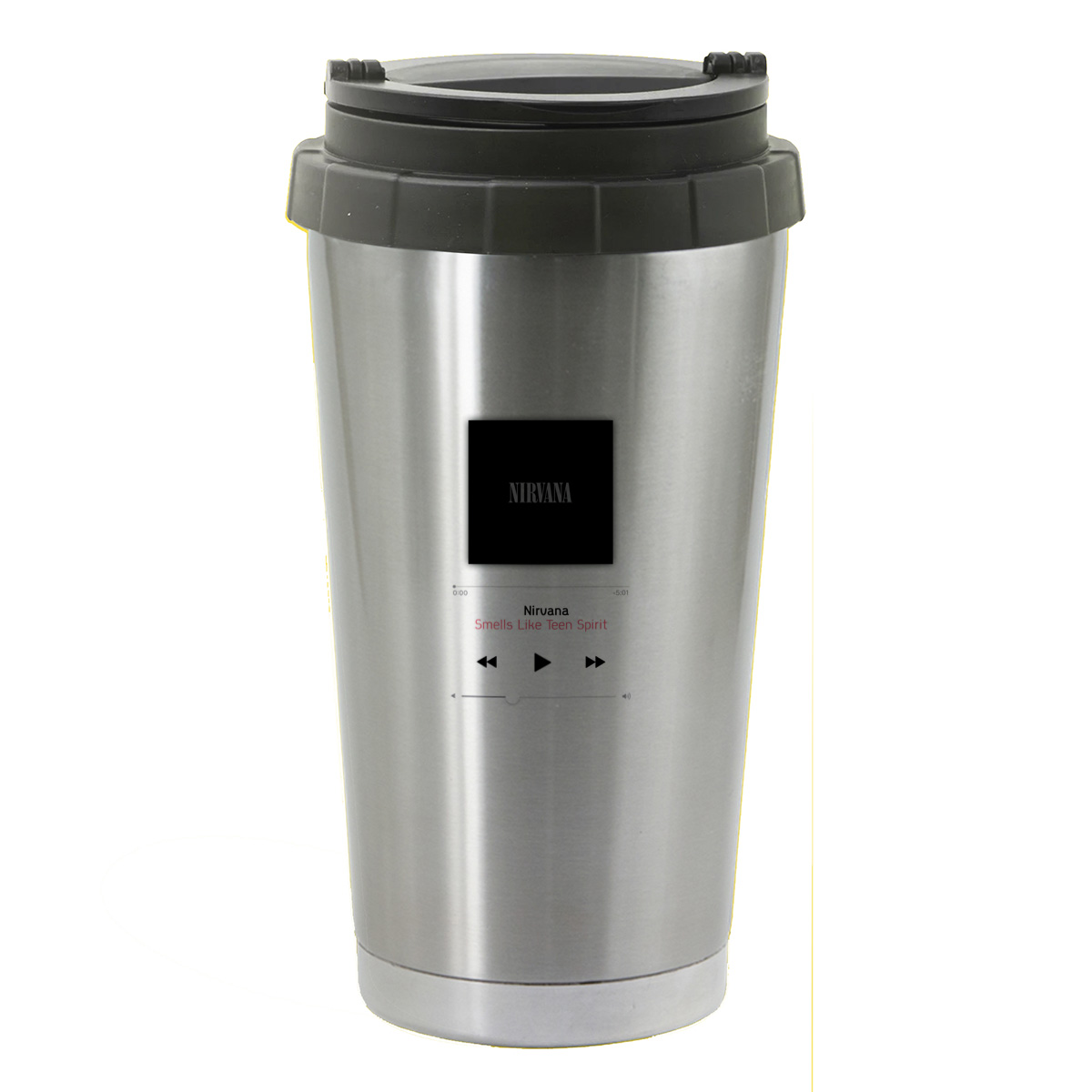 

Термостакан серый CoolPodarok Саундтрек.Smells Like Teen Spirit