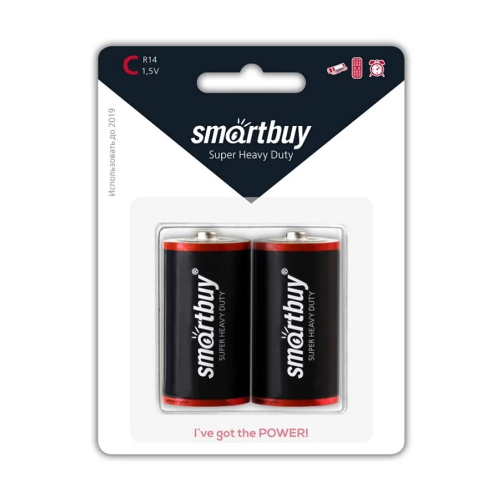 Батарейка солевая R14(C) Smartbuy 2 шт солевая батарейка jazzway