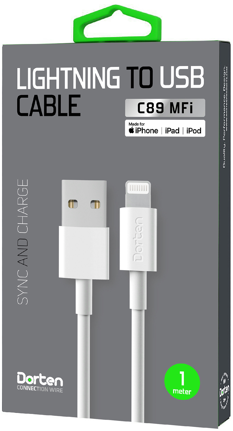 

MFI Кабель для айфон Dorten C89 Lightning to USB Cable Белый (с чипом ), DN302100