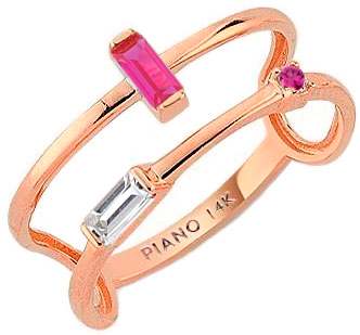 Кольцо из красного золота с фианитом р. 17 PIANO BGXR0025-r-white-pink