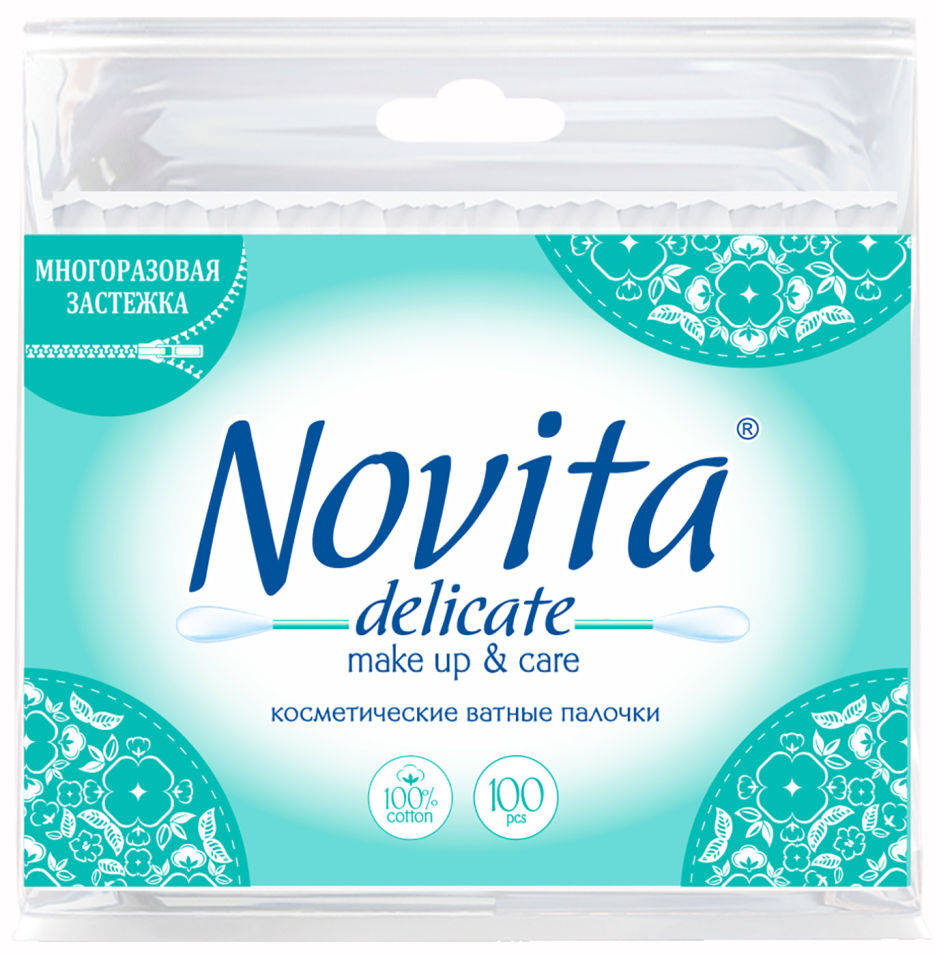 

Ватные палочки Novita Delicate 100 шт пакет