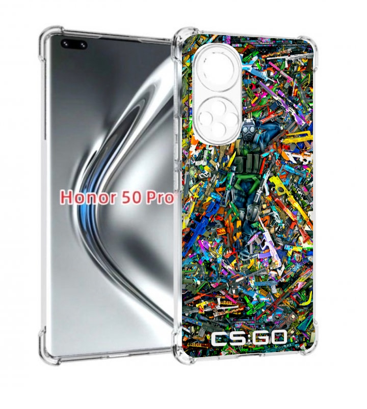 

Чехол бампер MyPads CS GO guns skins мужской для Honor 50, Прозрачный, Tocco
