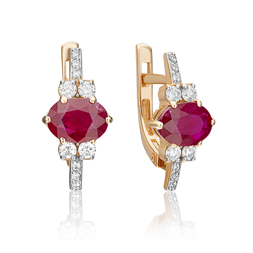

Серьги из золота PLATINA jewelry 02-0707, рубин, 02-0707