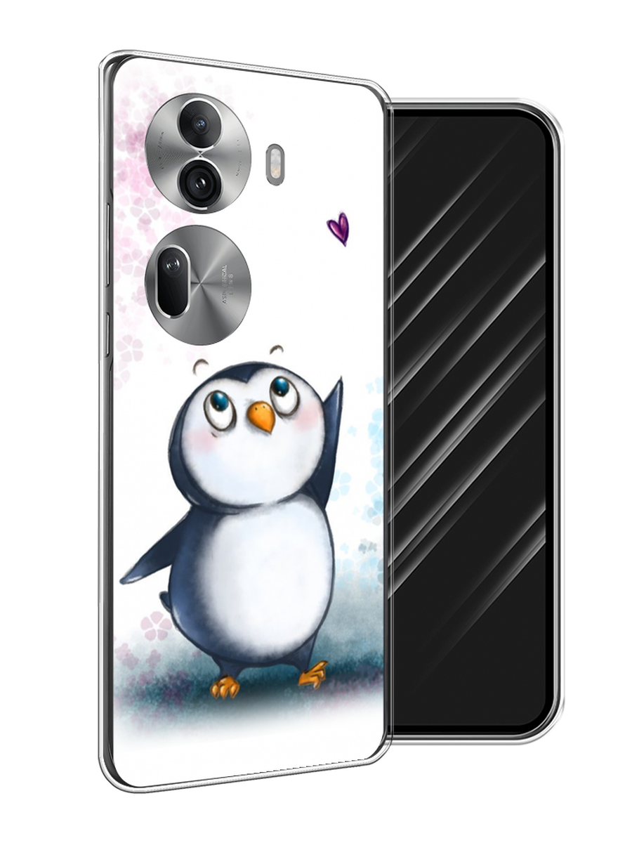 

Чехол Awog на Oppo Reno 11 Pro (Global) "Пингвин и сердечко", Белый, 2515950-1