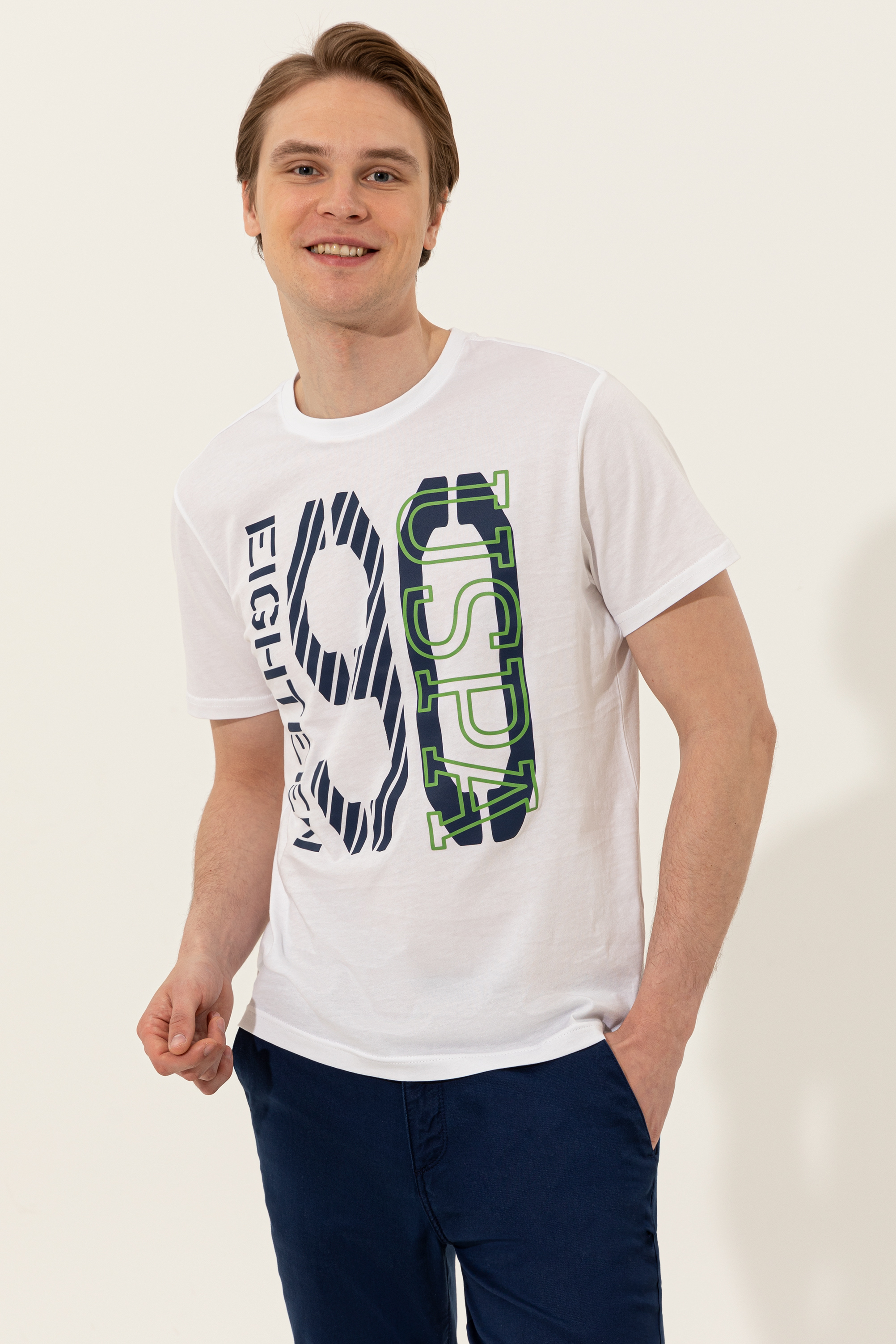 

Футболка мужская U.S. POLO Assn. g081gl0110omari белая L, Белый, g081gl0110omari