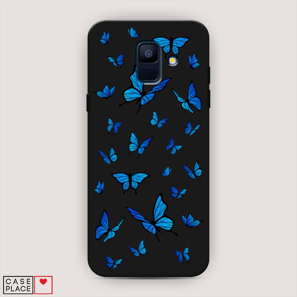 фото Чехол awog "синие бабочки" для samsung galaxy a6