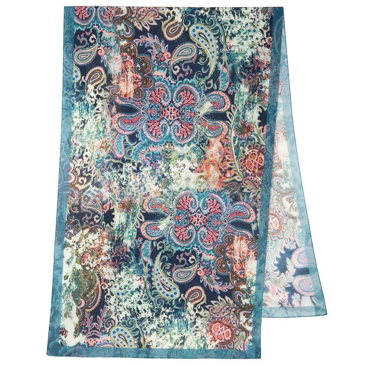 Палантин женский Павловопосадский платок 10533 разноцветный, 200х65 см