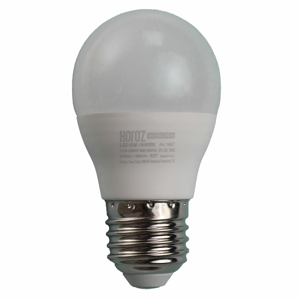 

Светодиодная лампа HOROZ ELECTRIC 8 Вт Е27/P холодный свет