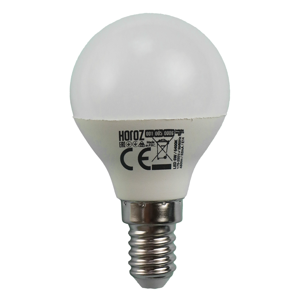 

Светодиодная лампа HOROZ ELECTRIC 6 Вт Е14/P холодный свет