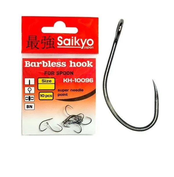 

Одинарные крючки Saikyo Curve Shank №6 BN, с колечком, загнутое острие, без бородки, Черный, KH-10096
