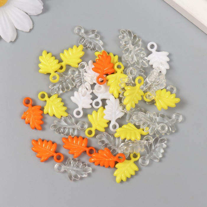 

Декор для творчества "Листья. Желтый, оранж, белый и прозрачный" н-р 20 гр 2,2х1,4х0,4 см, Разноцветные