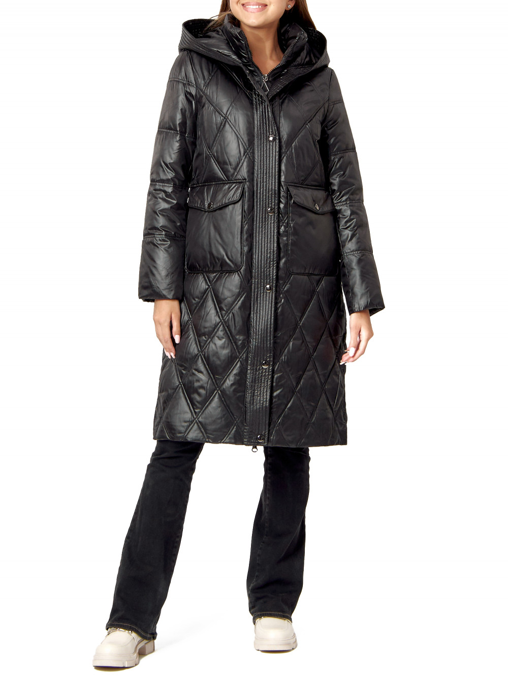 

Пальто женское NoBrand AD448602 черное L, AD448602