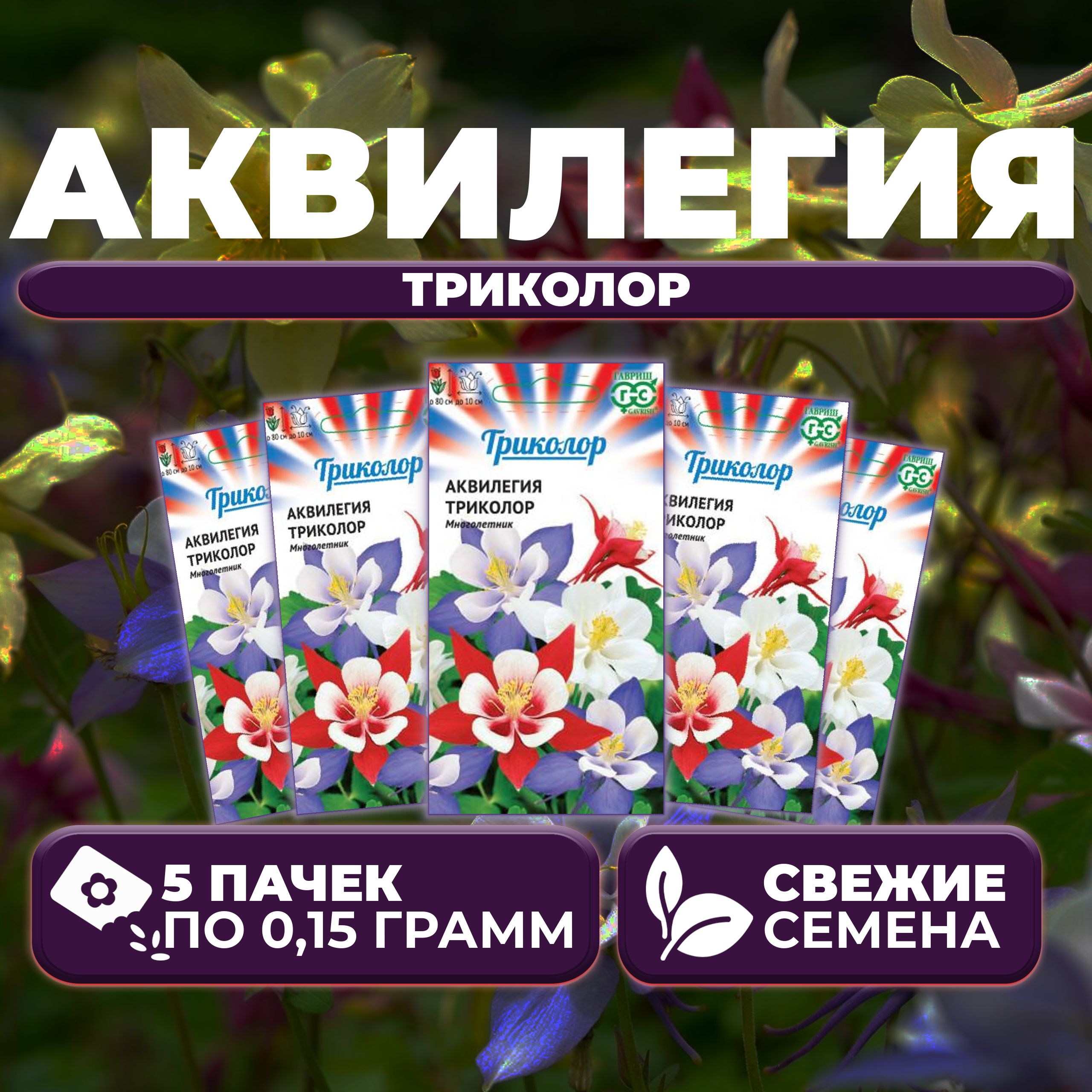 

Семена аквилегия Гавриш Триколор 1999948208-5 5 уп.
