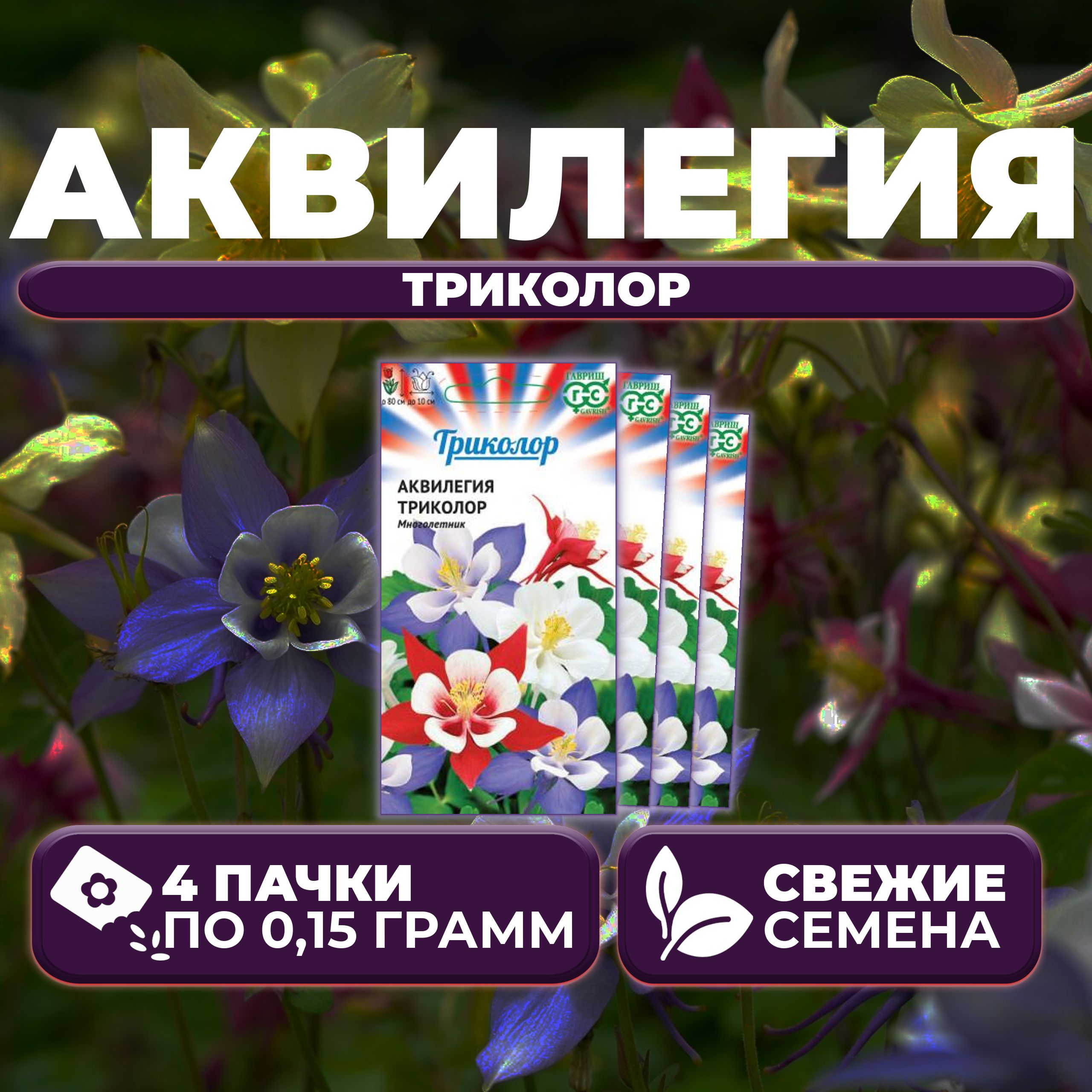 

Семена аквилегия Гавриш Триколор 1999948208-4 4 уп.