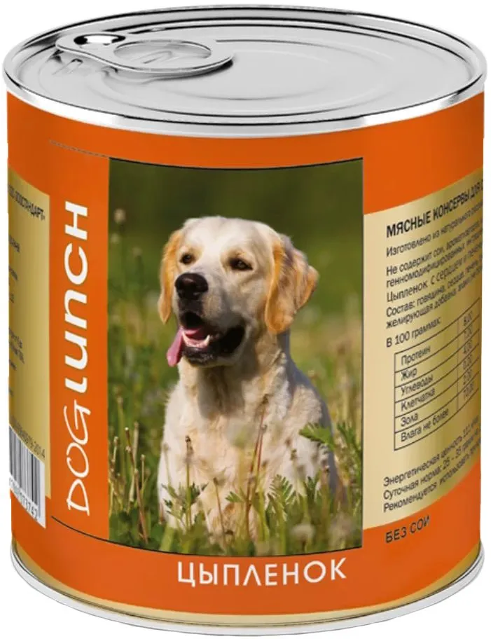 

Влажный корм для собак Dog Lunch, цыпленок в желе, 750 гр., 9 шт.