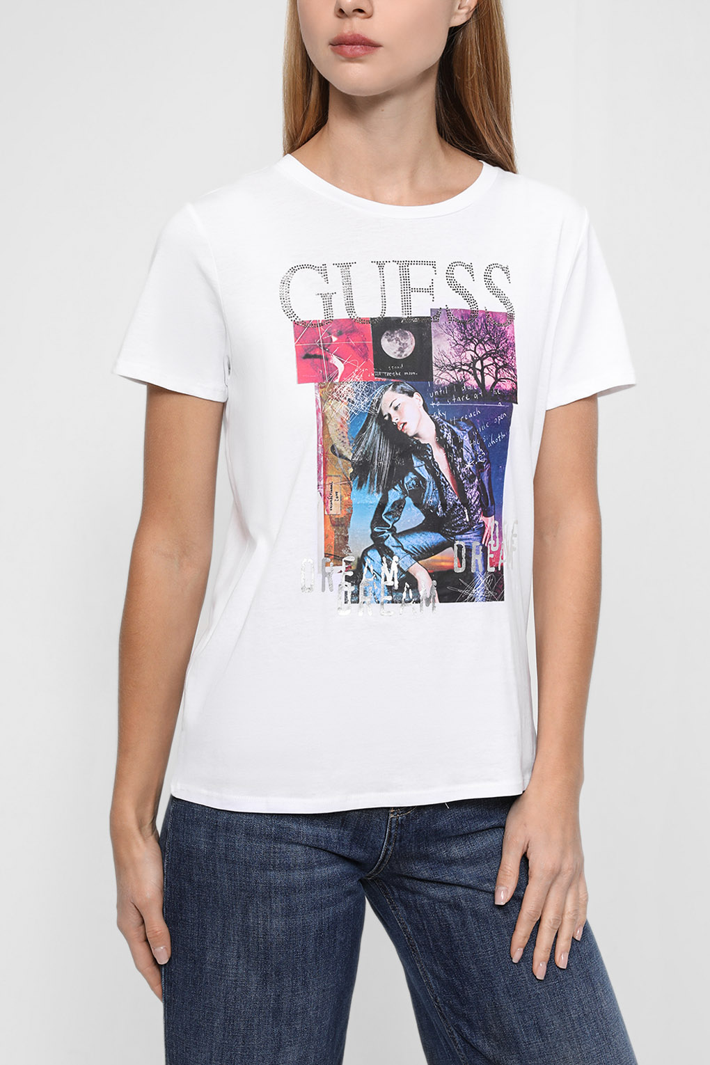 

Футболка женская Guess Jeans W2BI52 K9RM4 белая M, W2BI52 K9RM4