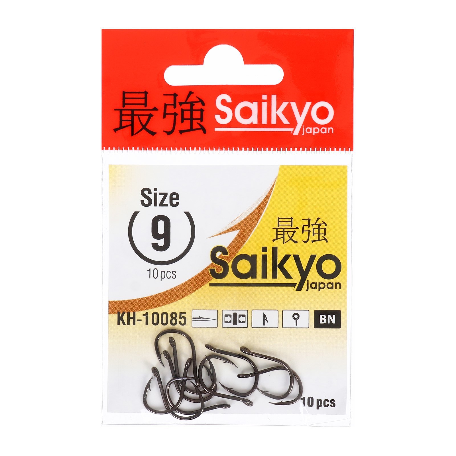 

Одинарные крючки Saikyo Chod Hook №9 BN, с колечком, загнутое острие, с бородкой, Черный, KH-10085 Special Feeder