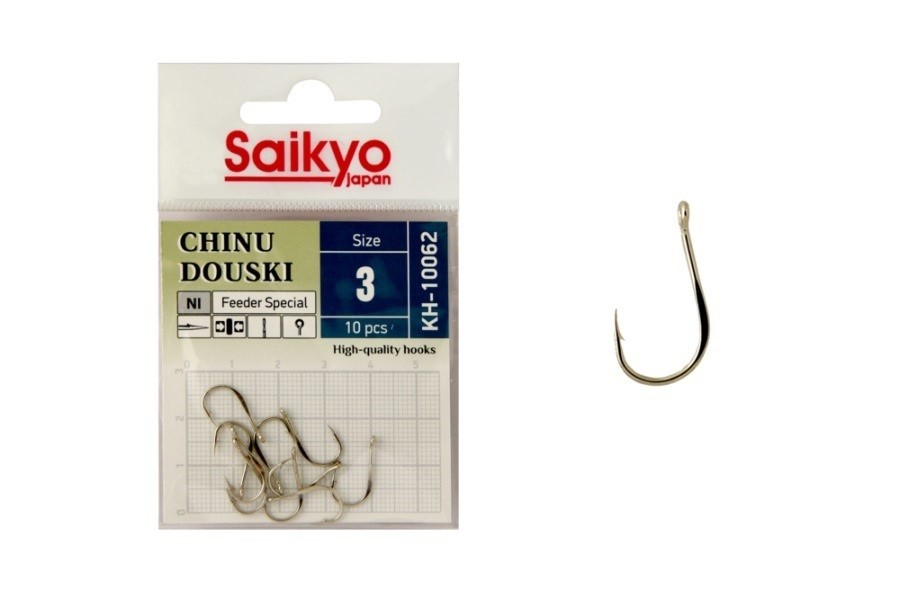 

Одинарные крючки Saikyo Wide Gape №3 NI, с колечком, прямое острие, с бородкой, Золотистый