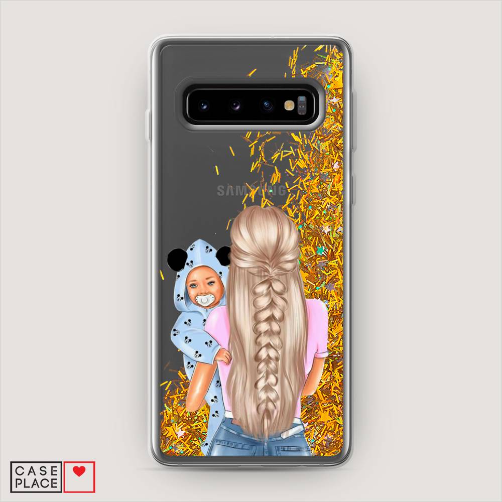 

Жидкий чехол с блестками "Молодая мама" на Samsung Galaxy S10, 27090-1