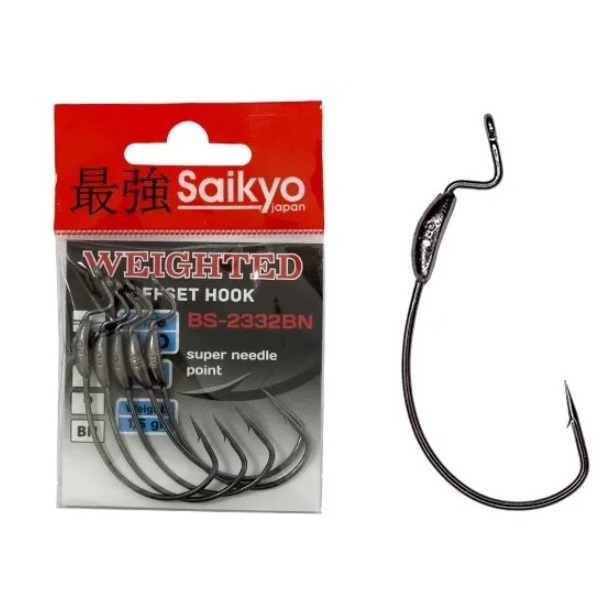 

Одинарные крючки Saikyo Curve Shank офсетные №4/0 BN, с колечком, с бородкой, с огрузкой, Черный, BS-2332